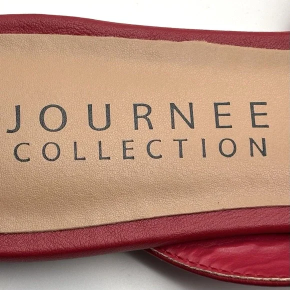 Journee Collection Red Olivea Flats Slides with Foot Straps Cushioned Size 6 - Picture 9 of 10